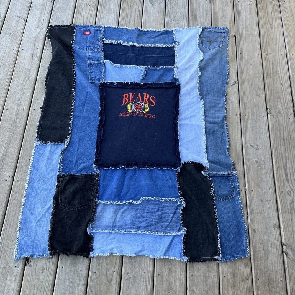 Custom Made Denim NFL Chicago Bears Quilt-42x52-unlined